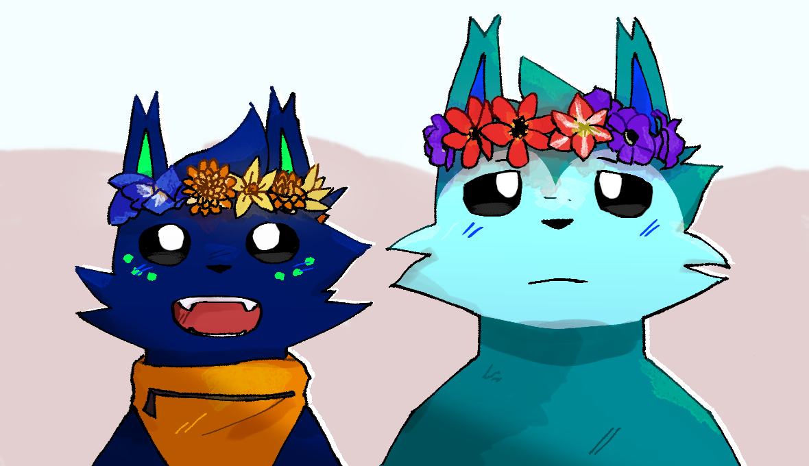 Lunar & Aqua with flower crowns