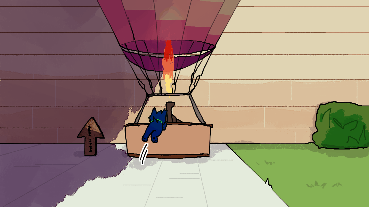 Lunar jumping into a hot air balloon